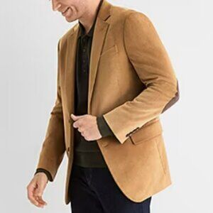 Stafford Corduroy Sport Coat Blazer Brown Elbow Patches 44R